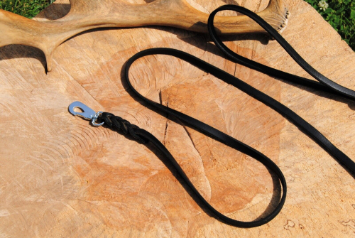 Lederleine Spezial geflochten 10mm x 5m mit Schlaufe schwarz